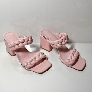 Ricristy Braided Square Toe Chunky Block Heeled Sandals
